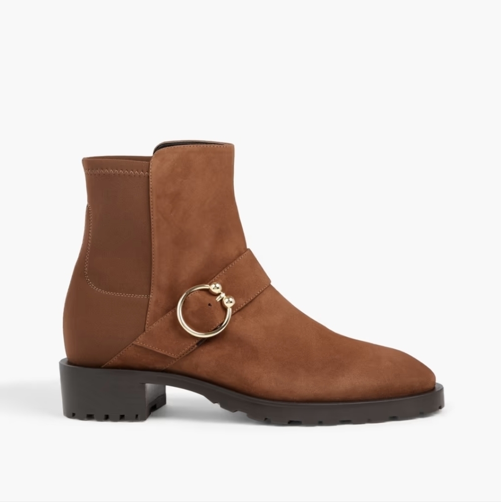 NIB Stuart Weitzman Coffee Luxering Suede Ankle Boots 8